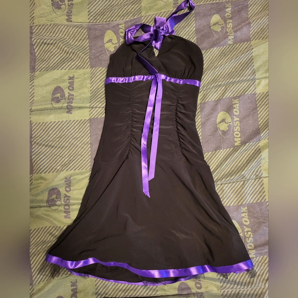 Black and purple cocktail dress